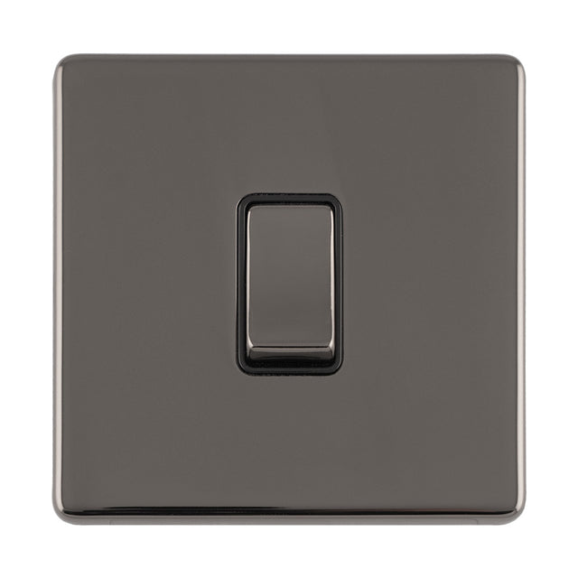 This is an image showing Eurolite Concealed 3mm 1 Gang 10Amp 2Way Switch - Black Nickel (With Black Trim) ecbn1swb available to order from T.H. Wiggans Ironmongery in Kendal, quick delivery and discounted prices.