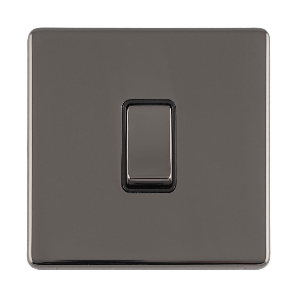 This is an image showing Eurolite Concealed 3mm 1 Gang 20Amp Dp Switch & Neon - Black Nickel (With Black Trim) ecbn20adpswb available to order from T.H. Wiggans Ironmongery in Kendal, quick delivery and discounted prices.