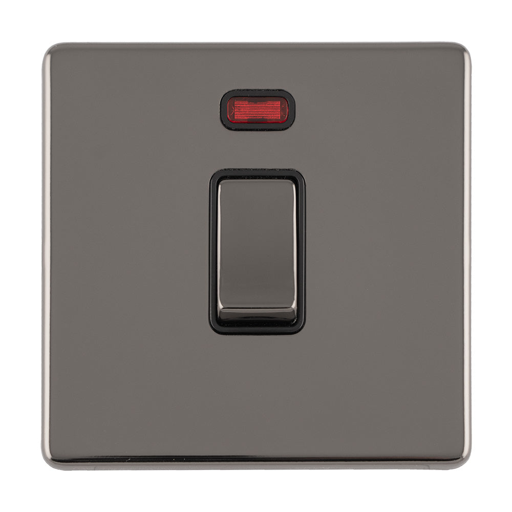 This is an image showing Eurolite Concealed 3mm 1 Gang 20Amp Dp Switch - Black Nickel (With Black Trim) ecbn20adpswnb available to order from T.H. Wiggans Ironmongery in Kendal, quick delivery and discounted prices.