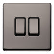 This is an image showing Eurolite Concealed 3mm 2 Gang 10Amp 2Way Switch - Black Nickel (With Black Trim) ecbn2swb available to order from T.H. Wiggans Ironmongery in Kendal, quick delivery and discounted prices.