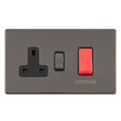 This is an image showing Eurolite Concealed 3mm 45Amp Dp Cooker Switch With 13Amp Socket - Black Nickel (With Black Trim) ecbn45aswasb available to order from T.H. Wiggans Ironmongery in Kendal, quick delivery and discounted prices.