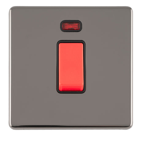 This is an image showing Eurolite Concealed 3mm 1 Gang 45Amp Dp Switch With Neon - Black Nickel (With Black Trim) ecbn45aswnsb available to order from T.H. Wiggans Ironmongery in Kendal, quick delivery and discounted prices.