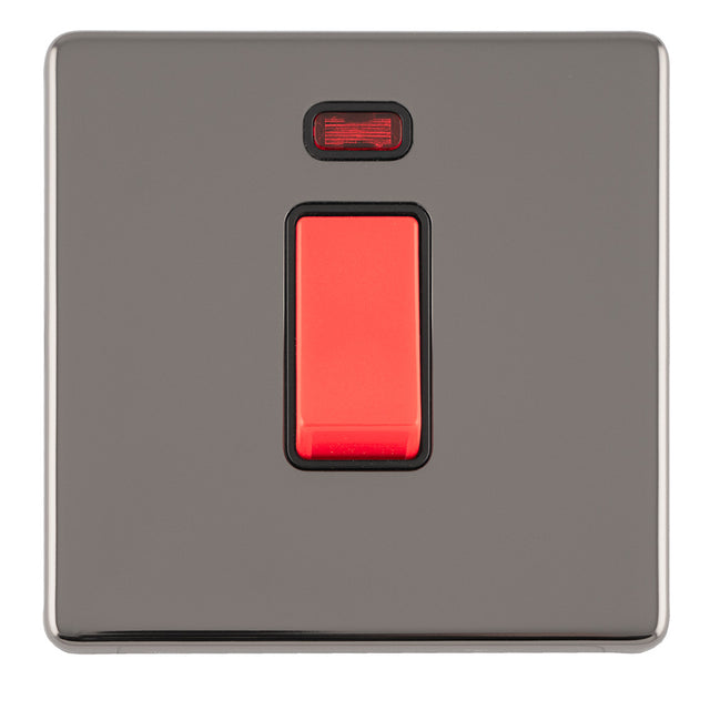 This is an image showing Eurolite Concealed 3mm 1 Gang 45Amp Dp Switch With Neon - Black Nickel (With Black Trim) ecbn45aswnsb available to order from T.H. Wiggans Ironmongery in Kendal, quick delivery and discounted prices.