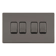 This is an image showing Eurolite Concealed 3mm 4 Gang 10Amp 2Way Switch - Black Nickel (With Black Trim) ecbn4swb available to order from T.H. Wiggans Ironmongery in Kendal, quick delivery and discounted prices.