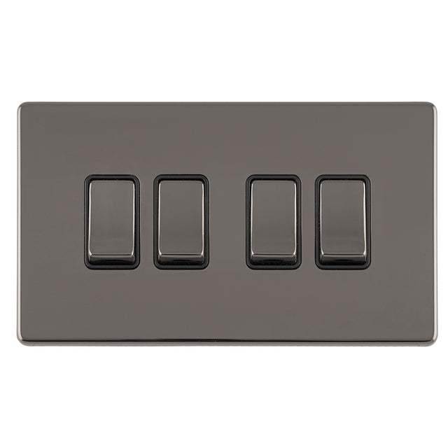 This is an image showing Eurolite Concealed 3mm 4 Gang 10Amp 2Way Switch - Black Nickel (With Black Trim) ecbn4swb available to order from T.H. Wiggans Ironmongery in Kendal, quick delivery and discounted prices.
