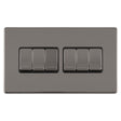 This is an image showing Eurolite Concealed 3mm 6 Gang 10Amp 2Way Switch - Black Nickel (With Black Trim) ecbn6swb available to order from T.H. Wiggans Ironmongery in Kendal, quick delivery and discounted prices.