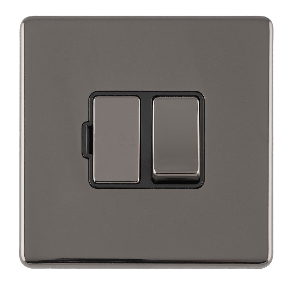 This is an image showing Eurolite Concealed 3mm 13Amp Switched Fuse Spur With Flex Outlet - Black Nickel (With Black Trim) ecbnswfb available to order from T.H. Wiggans Ironmongery in Kendal, quick delivery and discounted prices.