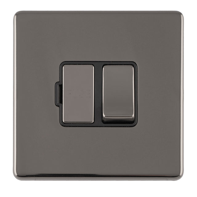 This is an image showing Eurolite Concealed 3mm 13Amp Switched Fuse Spur With Flex Outlet - Black Nickel (With Black Trim) ecbnswfb available to order from T.H. Wiggans Ironmongery in Kendal, quick delivery and discounted prices.