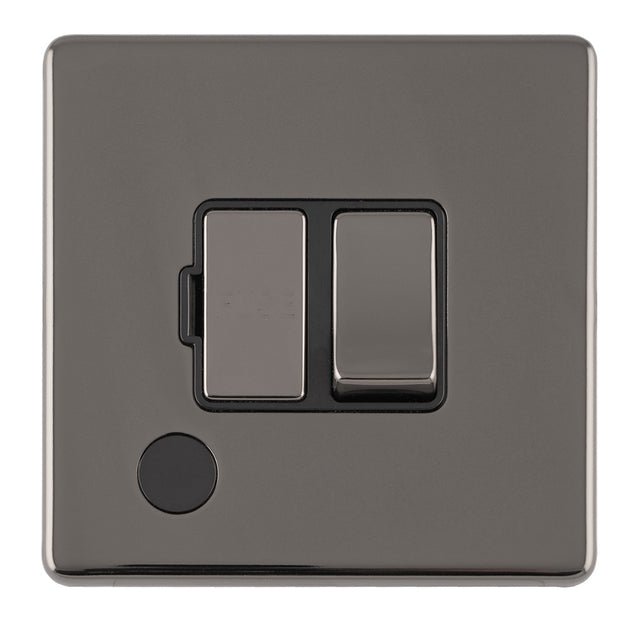 This is an image showing Eurolite Concealed 3mm 13Amp Switched Fuse Spur With Neon - Black Nickel (With Black Trim) ecbnswffob available to order from T.H. Wiggans Ironmongery in Kendal, quick delivery and discounted prices.