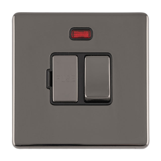 This is an image showing Eurolite Concealed 3mm 13Amp Switched Fuse Spur - Black Nickel (With Black Trim) ecbnswfnb available to order from T.H. Wiggans Ironmongery in Kendal, quick delivery and discounted prices.