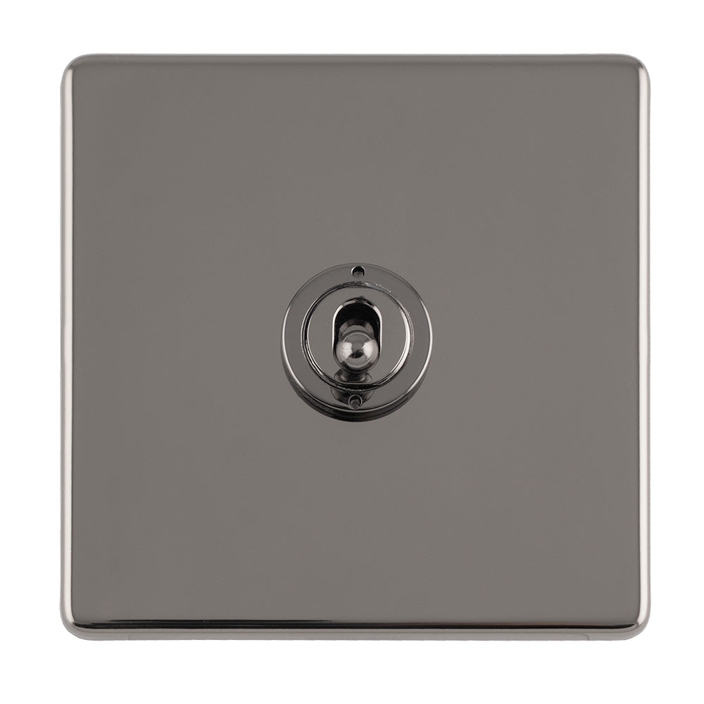 This is an image showing Eurolite Concealed 3mm 1 Gang 10Amp 2Way Toggle Switch Black Nickel Plate - Black Nickel (With Black Trim) ecbnt1sw available to order from T.H. Wiggans Ironmongery in Kendal, quick delivery and discounted prices.