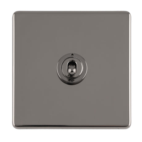 This is an image showing Eurolite Concealed 3mm 1 Gang 10Amp 2Way Toggle Switch Black Nickel Plate - Black Nickel (With Black Trim) ecbnt1sw available to order from T.H. Wiggans Ironmongery in Kendal, quick delivery and discounted prices.