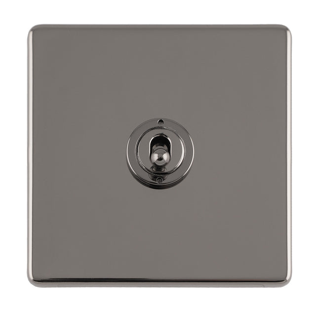 This is an image showing Eurolite Concealed 3mm 1 Gang 10Amp 2Way Toggle Switch Black Nickel Plate - Black Nickel (With Black Trim) ecbnt1sw available to order from T.H. Wiggans Ironmongery in Kendal, quick delivery and discounted prices.