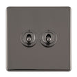 This is an image showing Eurolite Concealed 3mm 2 Gang 10Amp 2Way Toggle Switch Black Nickel Plate - Black Nickel (With Black Trim) ecbnt2sw available to order from T.H. Wiggans Ironmongery in Kendal, quick delivery and discounted prices.