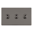 This is an image showing Eurolite Concealed 3mm 3 Gang 10Amp 2Way Toggle Switch Black Nickel Plate - Black Nickel (With Black Trim) ecbnt3sw available to order from T.H. Wiggans Ironmongery in Kendal, quick delivery and discounted prices.