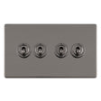 This is an image showing Eurolite Concealed 3mm 4 Gang 10Amp 2Way Toggle Switch Black Nickel Plate - Black Nickel (With Black Trim) ecbnt4sw available to order from T.H. Wiggans Ironmongery in Kendal, quick delivery and discounted prices.