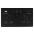 This is an image showing Eurolite Concealed 3mm 2 Gang 13Amp Switched Socket With Usb C Matt Black - Matt Black (With Black Trim) ecmb2usbcb available to order from T.H. Wiggans Ironmongery in Kendal, quick delivery and discounted prices.