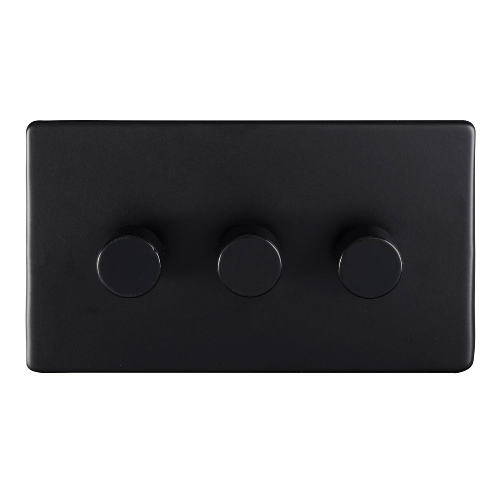 This is an image showing Eurolite 3 Gang Dimmer - Matt Blackecmb3dled available to order from T.H. Wiggans Ironmongery in Kendal, quick delivery and discounted prices.