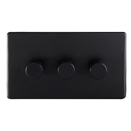 This is an image showing Eurolite 3 Gang Dimmer - Matt Blackecmb3dled available to order from T.H. Wiggans Ironmongery in Kendal, quick delivery and discounted prices.