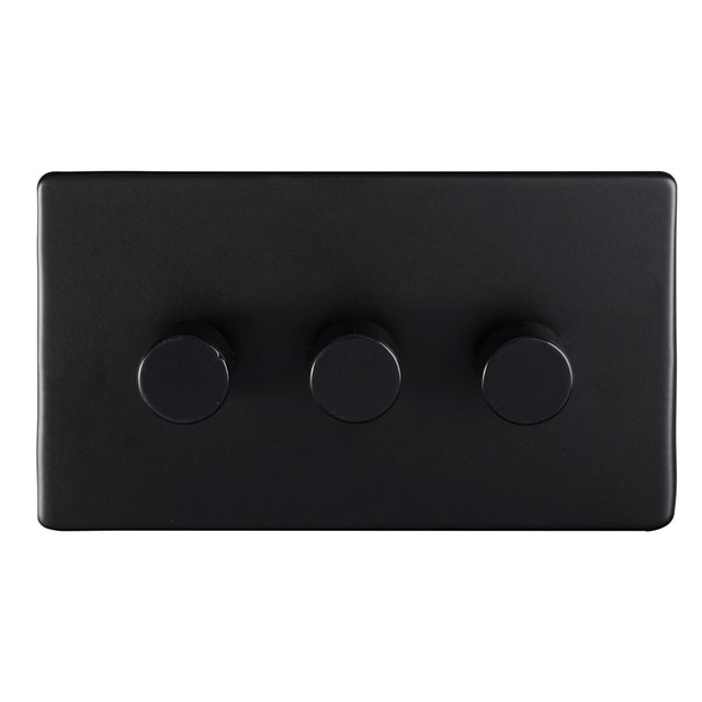 This is an image showing Eurolite 3 Gang Dimmer - Matt Blackecmb3dled available to order from T.H. Wiggans Ironmongery in Kendal, quick delivery and discounted prices.