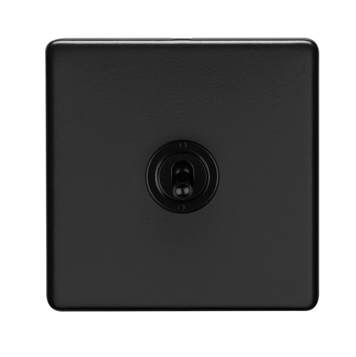 This is an image showing Eurolite 1 Gang 10Amp 2Way Toggle Switch - Matt Blackecmbt1sw available to order from T.H. Wiggans Ironmongery in Kendal, quick delivery and discounted prices.