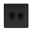 This is an image showing Eurolite 2 Gang 10Amp 2Way Toggle Switch - Matt Blackecmbt2sw available to order from T.H. Wiggans Ironmongery in Kendal, quick delivery and discounted prices.