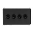 This is an image showing Eurolite 4 Gang 10Amp 2Way Toggle Switch - Matt Blackecmbt4sw available to order from T.H. Wiggans Ironmongery in Kendal, quick delivery and discounted prices.