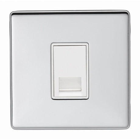 This is an image showing Eurolite Concealed 6mm Telephone Slave - Polished Chrome (With White Trim) ecpc1slw available to order from T.H. Wiggans Ironmongery in Kendal, quick delivery and discounted prices.
