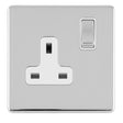 This is an image showing Eurolite Concealed 3mm 1 Gang 13Amp Dp Switched Socket - Polished Chrome (With White Trim) ecpc1sow available to order from T.H. Wiggans Ironmongery in Kendal, quick delivery and discounted prices.