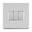 This is an image showing Eurolite Concealed 3mm 3 Gang 10Amp 2Way Switch - Polished Chrome (With White Trim) ecpc3sww available to order from T.H. Wiggans Ironmongery in Kendal, quick delivery and discounted prices.