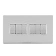 This is an image showing Eurolite Concealed 3mm 6 Gang 10Amp 2Way Switch - Polished Chrome (With White Trim) ecpc6sww available to order from T.H. Wiggans Ironmongery in Kendal, quick delivery and discounted prices.