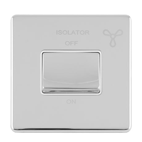 This is an image showing Eurolite Concealed 3mm 6Amp Fan Isolator Switch - Polished Chrome (With White Trim) ecpcfsww available to order from T.H. Wiggans Ironmongery in Kendal, quick delivery and discounted prices.