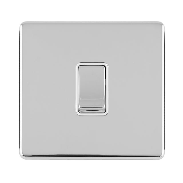 This is an image showing Eurolite Concealed 3mm 1 Gang Intermediate Switch - Polished Chrome (With White Trim) ecpcintw available to order from T.H. Wiggans Ironmongery in Kendal, quick delivery and discounted prices.