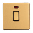 This is an image showing Eurolite Concealed 3mm 1 Gang 20Amp Switched Socket with neon Indicator - Satin Brass ecsb20adpswnb available to order from T.H. Wiggans Ironmongery in Kendal, quick delivery and discounted prices.