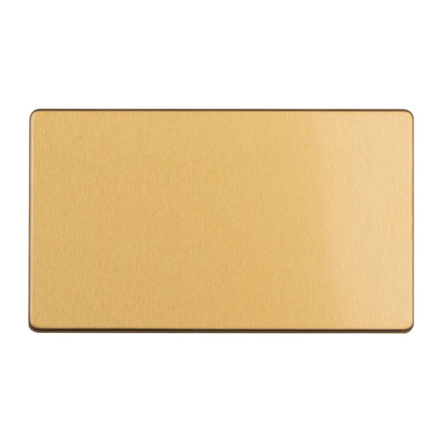 This is an image showing Eurolite Concealed 3mm 2 Gang Double Blank Plate - Satin Brass ecsb2bb available to order from T.H. Wiggans Ironmongery in Kendal, quick delivery and discounted prices.