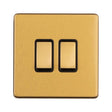This is an image showing Eurolite Concealed 3mm 2 Gang 2Way Switch - Satin Brass ecsb2swb available to order from T.H. Wiggans Ironmongery in Kendal, quick delivery and discounted prices.