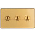 This is an image showing Eurolite Concealed 3mm 3 Gang 2 Way Toggle Switch - Satin Brass ecsbt3sw available to order from T.H. Wiggans Ironmongery in Kendal, quick delivery and discounted prices.