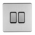 This is an image showing Eurolite Concealed 3mm 2 Gang 10Amp 2Way Switch - Stainless Steel (With Matching Trim) ecss2swb available to order from T.H. Wiggans Ironmongery in Kendal, quick delivery and discounted prices.