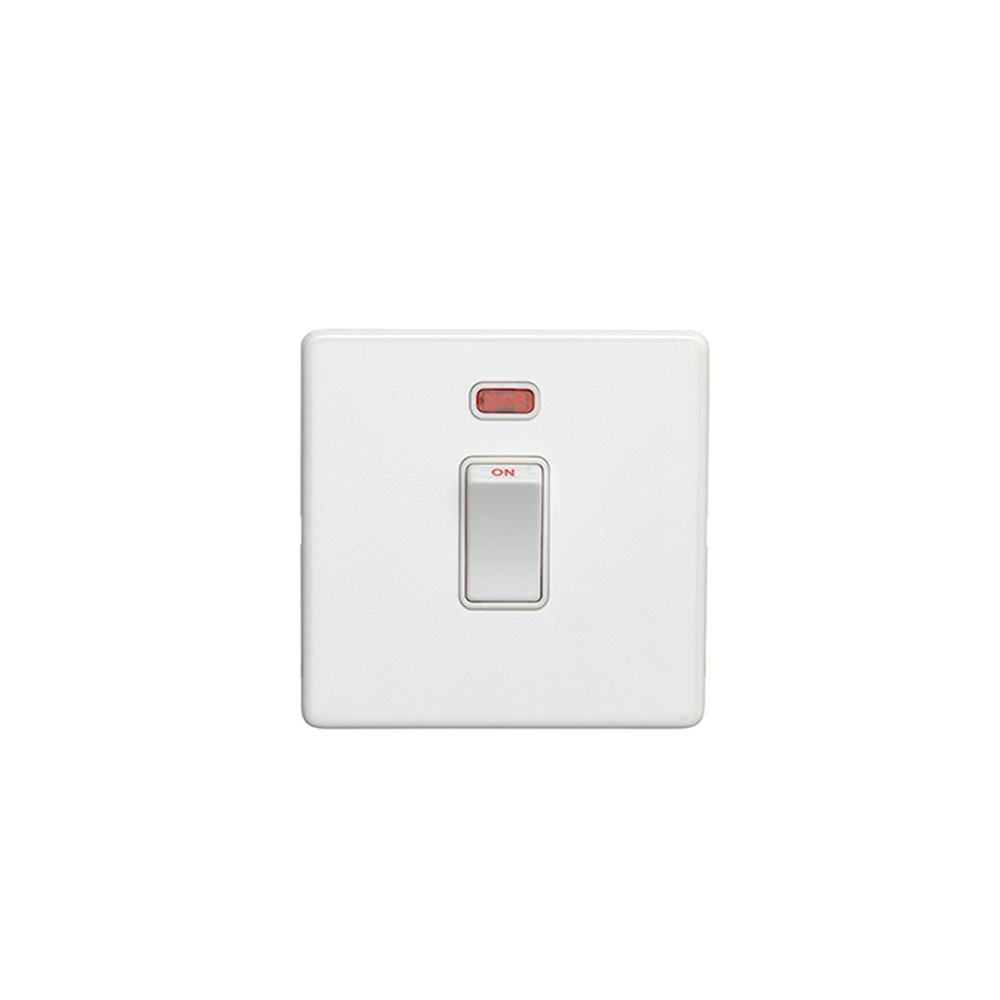 This is an image showing Eurolite Concealed 3mm 20Amp Switch with Neon Indicator - White (With White Trim) ecw20adpswnw available to order from T.H. Wiggans Ironmongery in Kendal, quick delivery and discounted prices.