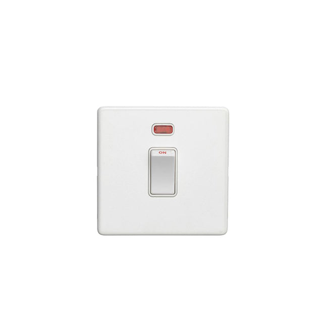This is an image showing Eurolite Concealed 3mm 20Amp Switch with Neon Indicator - White (With White Trim) ecw20adpswnw available to order from T.H. Wiggans Ironmongery in Kendal, quick delivery and discounted prices.