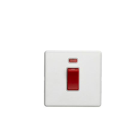 This is an image showing Eurolite Concealed 3mm 45Amp Switch with Neon Indicator - White (With White Trim) ecw45aswnsw available to order from T.H. Wiggans Ironmongery in Kendal, quick delivery and discounted prices.