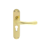 This is an image of Manital - Ibra Lever on Euro Lock Backplate - Polished Brass available to order from T.H Wiggans Architectural Ironmongery in Kendal, quick delivery and discounted prices.