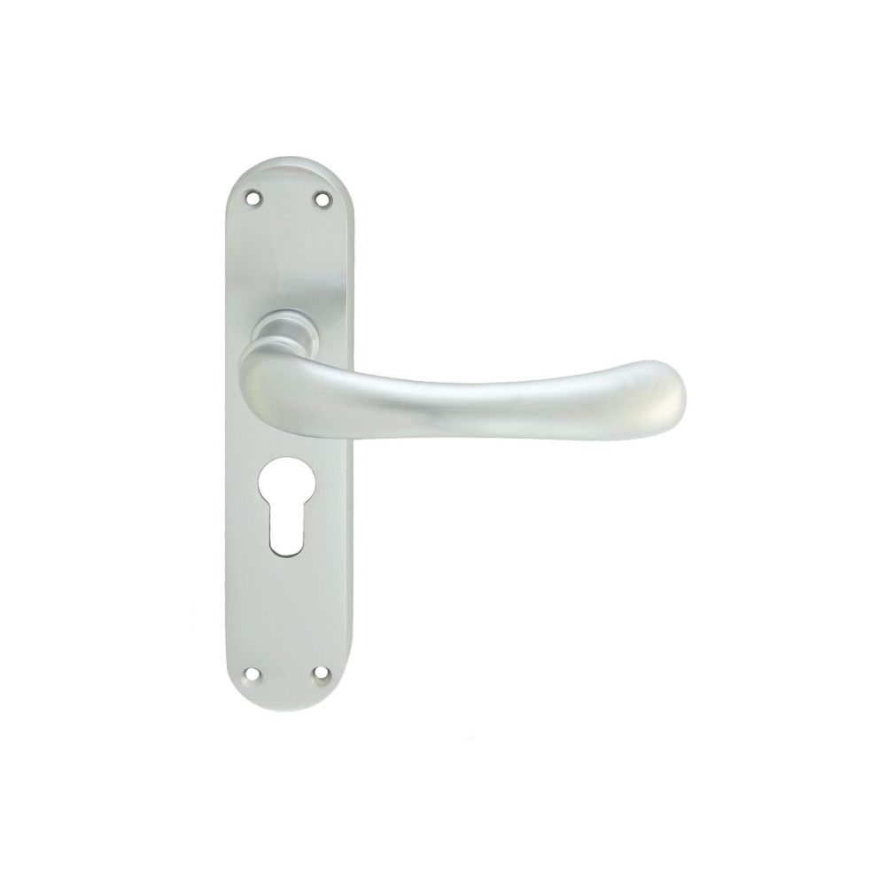 This is an image of Manital - Ibra Lever on Euro Lock Backplate - Satin Chrome available to order from T.H Wiggans Architectural Ironmongery in Kendal, quick delivery and discounted prices.