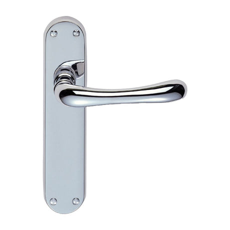 This is an image of Manital - Ibra Lever on Latch Backplate - Polished Chrome available to order from T.H Wiggans Architectural Ironmongery in Kendal, quick delivery and discounted prices.