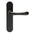 This is an image of Manital - Ibra Lever on Latch Backplate - Matt Black available to order from T.H Wiggans Architectural Ironmongery in Kendal, quick delivery and discounted prices.