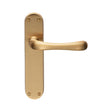 This is an image of Manital - Ibra Lever on Latch Backplate - Satin Brass available to order from T.H Wiggans Architectural Ironmongery in Kendal, quick delivery and discounted prices.