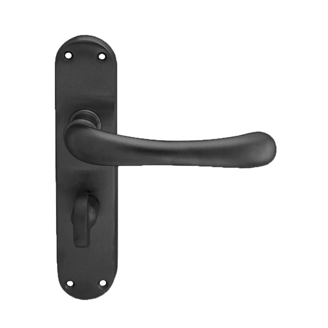 This is an image of Manital - Ibra Lever on WC Backplate - Matt Black available to order from T.H Wiggans Architectural Ironmongery in Kendal, quick delivery and discounted prices.