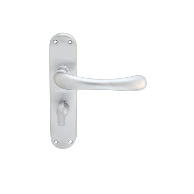 This is an image of Manital - Ibra Lever on WC Backplate - Satin Chrome available to order from T.H Wiggans Architectural Ironmongery in Kendal, quick delivery and discounted prices.