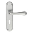 This is an image of Manital - Astro Lever on Lock Backplate - Satin Chrome available to order from T.H Wiggans Architectural Ironmongery in Kendal, quick delivery and discounted prices.