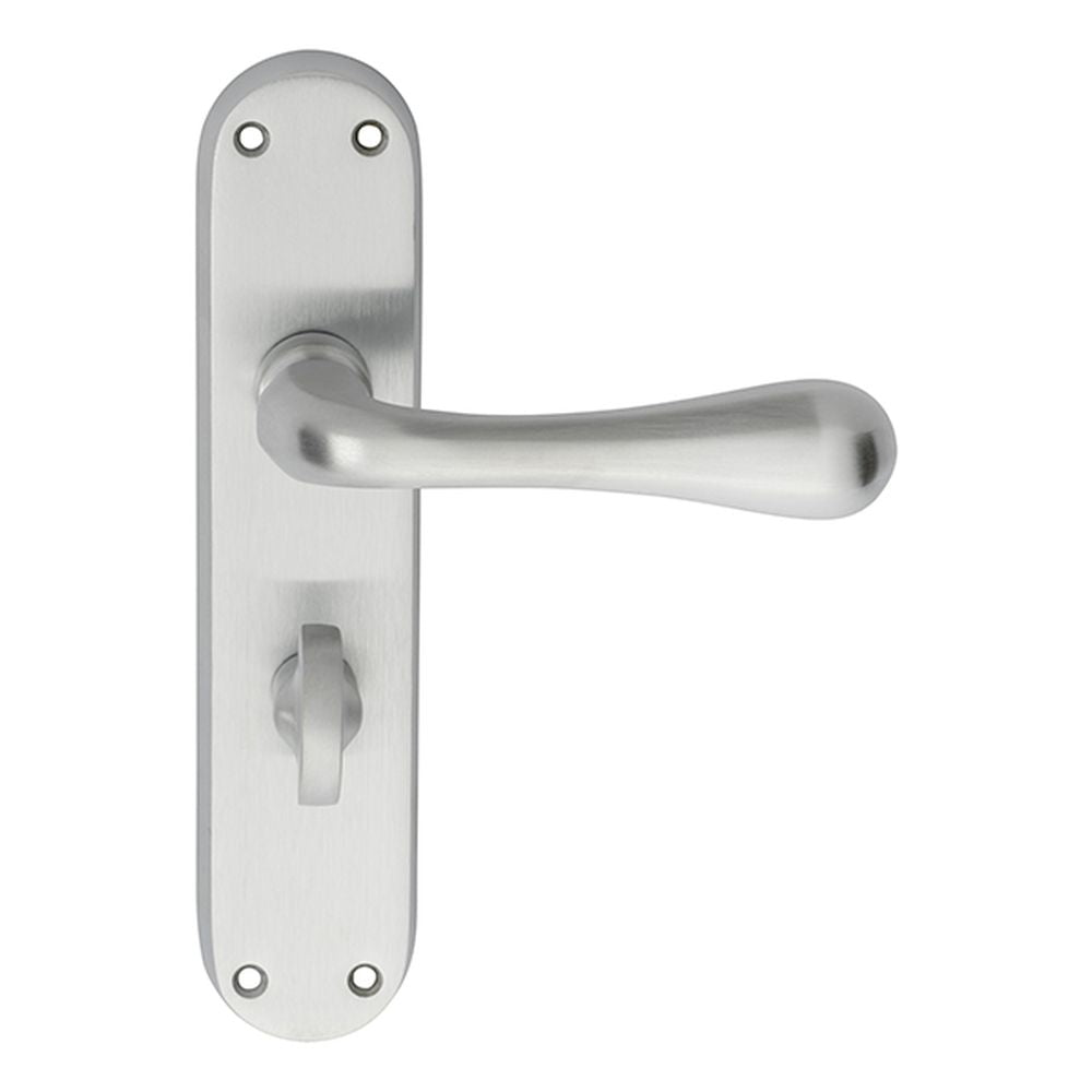 This is an image of Manital - Astro Lever on WC Backplate - Satin Chrome available to order from T.H Wiggans Architectural Ironmongery in Kendal, quick delivery and discounted prices.